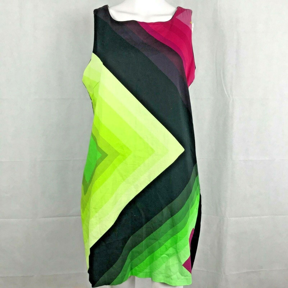 Desigual Dress Womens Sz 10 Multi Color Pocket‎ Sheath Cotton Stretch